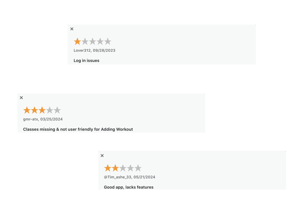 Crunch App Store Reviews showing critical user feedback