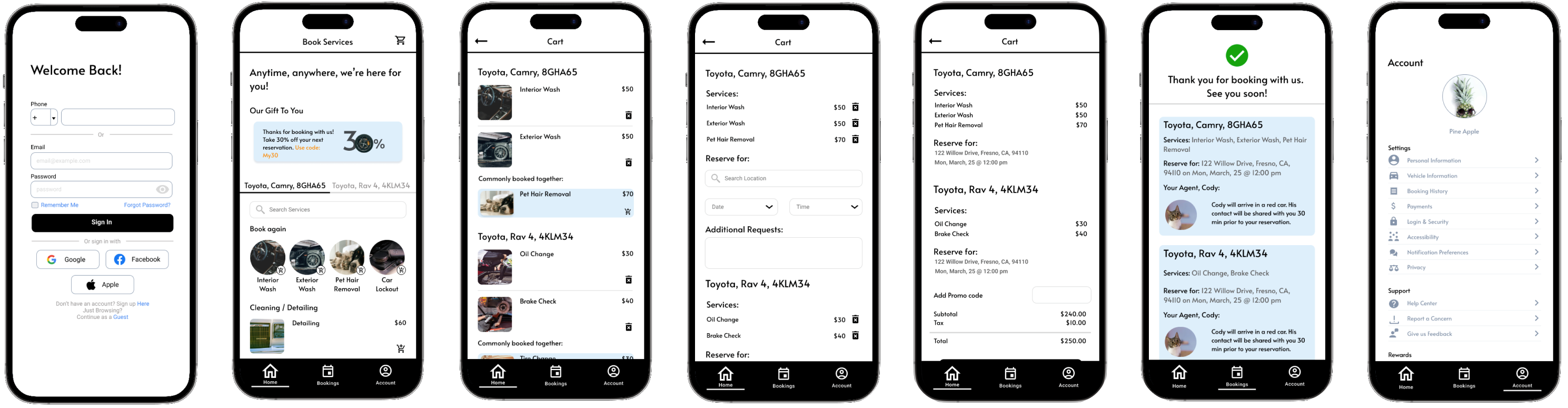 Curbside app screens overview